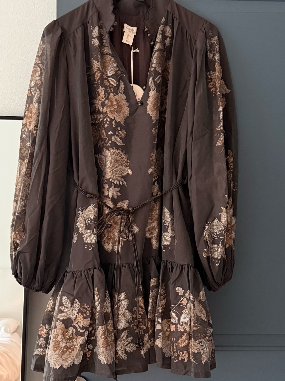 Camila Coelho brown fall zimmermann style dress size L